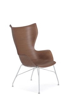Kartell K/Wood Fauteuil - donker hout / chroom