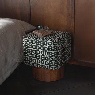 Dutchbone Kruk 'Monogram' Mangohout en stof