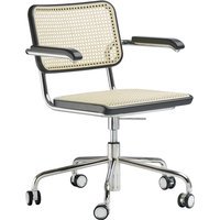 Thonet S 64 VDR Atelier Drehstuhl Rohrkreuz - Beuken zwart (TP 29) gebeitst - verchroomd
