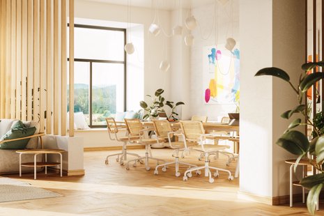 Thonet S 64 VDR Atelier Drehstuhl Rohrkreuz - Beuken wit (TP 200) gelakt  - zuiverwit