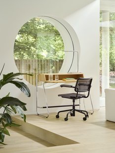 Thonet S 64 VDR Atelier Drehstuhl Rohrkreuz - ThonetDarkMelange - diepzwart