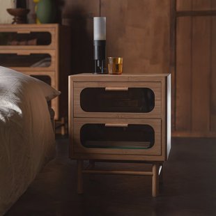 Dutchbone Nachtkastje 'Caroun' Bamboe, Met 2 lades