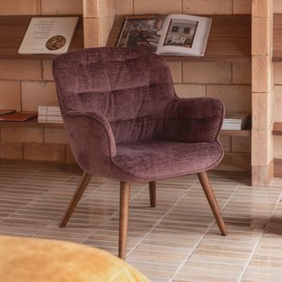 Dutchbone Fauteuil 'Lenn' Velvet, kleur Plum