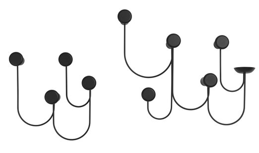 Schönbuch Pina Wandgarderobe met 4 Haken - 5 haken - zwart