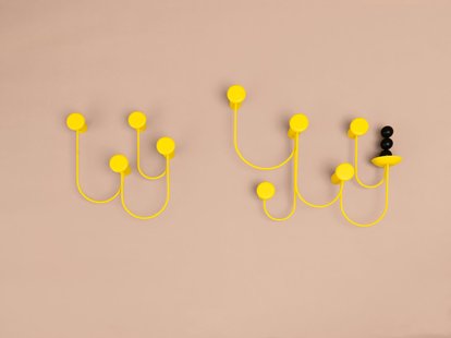 Schönbuch Pina Wandgarderobe met 4 Haken - citroengeel - 5 haken