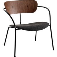 &Tradition Pavilion Loungestoel AV6 - notenhout gelakt - canvas 174 - armatuur zwart