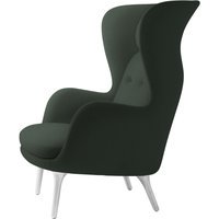 Fritz Hansen RO Loungestoel - donkergroen uni - geborsteld aluminium