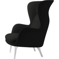 Fritz Hansen RO Loungestoel - zwart - geborsteld aluminium