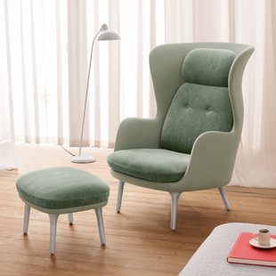 Fritz Hansen RO Loungestoel - mint green - geborsteld aluminium
