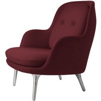 Fritz Hansen Fri Loungefauteuil - rood uni - geborsteld aluminium