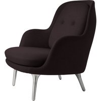 Fritz Hansen Fri Loungefauteuil - donker rood uni - geborsteld aluminium