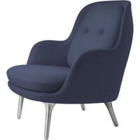 Fritz Hansen Fri Loungefauteuil - blauw uni - geborsteld aluminium