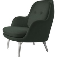 Fritz Hansen Fri Loungefauteuil - donkergroen uni - geborsteld aluminium