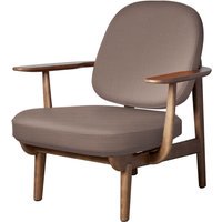 Fritz Hansen Fred Loungefauteuil - JH97 - licht rood uni - eiken walnoot gebeitst