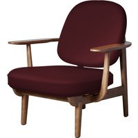 Fritz Hansen Fred Loungefauteuil - JH97 - rood uni - eiken walnoot gebeitst