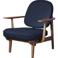 Fritz Hansen Fred Loungefauteuil - JH97 - blauw uni - eiken walnoot gebeitst