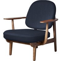 Fritz Hansen Fred Loungefauteuil - JH97 - blauw - eiken walnoot gebeitst