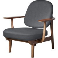 Fritz Hansen Fred Loungefauteuil - JH97 - lichtgrijs - eiken walnoot gebeitst