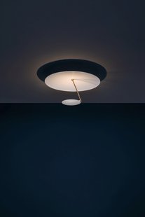 Catellani & Smith Lederam C 150/C180 Plafondlamp - lampenkap zwart/goud - staaf zwart - schijf goud - Ø 50