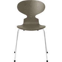 Fritz Hansen Ant Stoel - olive green - verchroomd