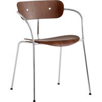 &Tradition Pavillon AV2 Stoel - notenhout gelakt - chroom