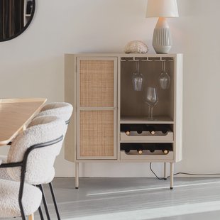 ZILT Wijnkast 'Meja' Rattan, 100 x 90cm