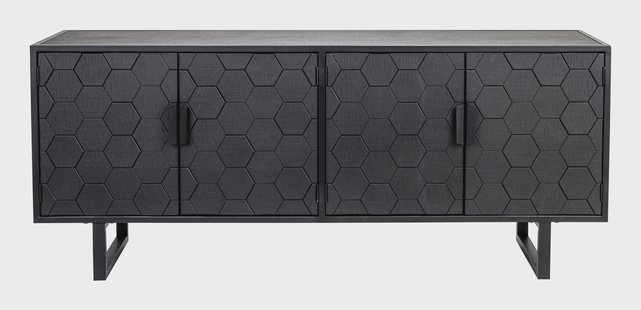 ZILT Dressoir Derrius Dennenhout, 140cm - zwart