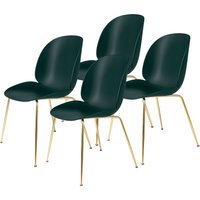 Gubi Beetle Dining Stoel Set van 4 - donkergroen - messing