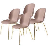 Gubi Beetle Dining Stoel Set van 4 - sweet pink - messing
