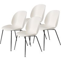 Gubi Beetle Dining Stoel Set van 4 - alabasten wit - mat zwart