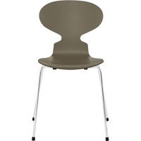 Fritz Hansen Ant Stoel - gelakt - olive green - verchroomd