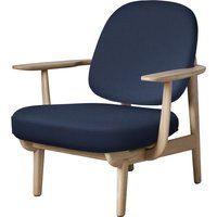 Fritz Hansen Fred Loungefauteuil - JH97 - blauw uni - eiken helder gelakt