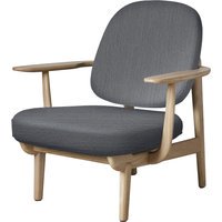 Fritz Hansen Fred Loungefauteuil - JH97 - lichtgrijs - eiken helder gelakt