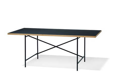 Richard Lampert Tafel Eiermann 1 - Linoleum nero 4023/eiken rand - 110 x 78 cm - zwart - excentrische stut - 180 x 90 cm