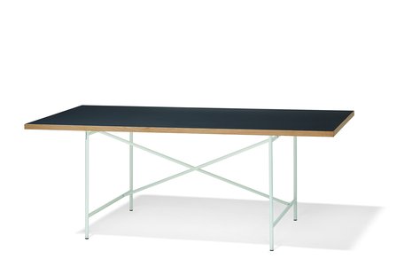 Richard Lampert Tafel Eiermann 1 - Linoleum nero 4023/eiken rand - 110 x 78 cm - wit - excentrische stut - 180 x 90 cm