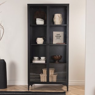 Nohr Vitrinekast 'Danyella' 190 x 90cm, kleur zwart