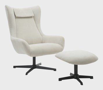 Artistiq Draaifauteuil 'Mendy' Met hocker, Rib, kleur Beige