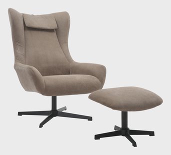 Artistiq Draaifauteuil 'Mendy' Met hocker, Rib, kleur Bruin