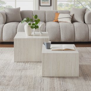 Artistiq Salontafel 'Helder' Travertinlook, Set van 2 stuks