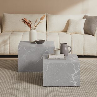 Artistiq Salontafel 'Asusena' Marmerlook, Set van 2 stuks