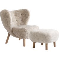 &Tradition Little Petra VB1 Fauteuil & ATD1 Poef  - oiled oak - sheepskin moonlight