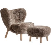&Tradition Little Petra VB1 Fauteuil & ATD1 Poef  - sheepskin sahara - oiled oak