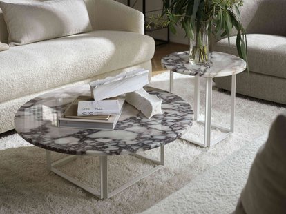 New Works Florence Side Table - white viola marble