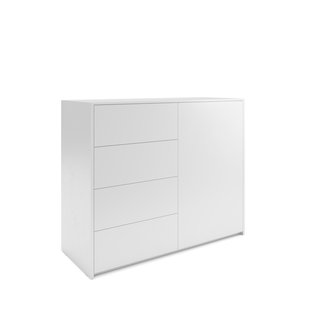 Müller Möbelwerkstätten Modulaire Plus commode met één deur en vier laden - Melamine/wit - deur rechts