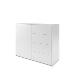 Müller Möbelwerkstätten Modulaire Plus commode met één deur en vier laden - Melamine/wit - deur links