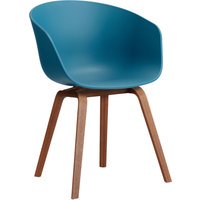 HAY About A Chair AAC 22 - azure blue 2.0 - notenhout gelakt (op waterbasis) - Standaard glijders kunststof