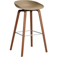 HAY About a Stool AAS 32 - clay 2.0 - notenhout gelakt (op waterbasis) - voetbank roestvrij staal - Zithoogte 75 cm - viltglijders