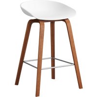 HAY About a Stool AAS 32 - white 2.0 - notenhout gelakt (op waterbasis) - voetbank roestvrij staal - Zithoogte 65 cm - kunststofglijders