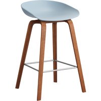 HAY About a Stool AAS 32 - slate blue 2.0 - notenhout gelakt (op waterbasis) - voetbank roestvrij staal - Zithoogte 65 cm - viltglijders