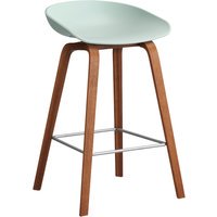 HAY About a Stool AAS 32 - dusty mint 2.0 - notenhout gelakt (op waterbasis) - voetbank roestvrij staal - Zithoogte 65 cm - viltglijders